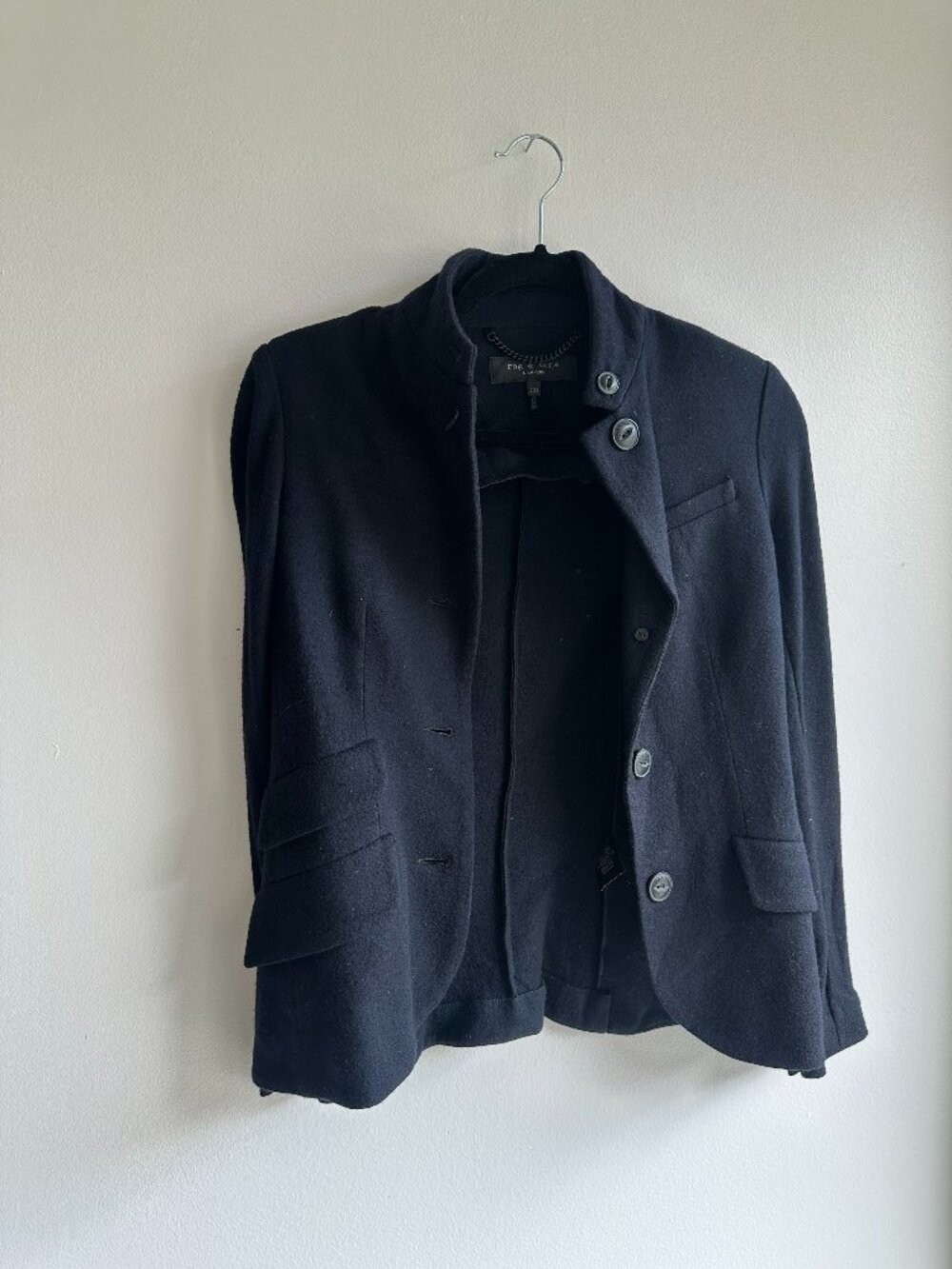 Rag & Bone Navy Wool Double-Breasted Peacoat Size 00